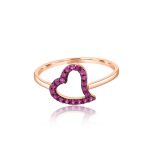 Dainty 9K Rose Gold Pink Cubic Zirconia Heart Ring GR067