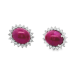 18K Gold Ruby Diamond Earrings GED086
