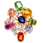 18K Gold Rainbow Sapphires Ring GRD031