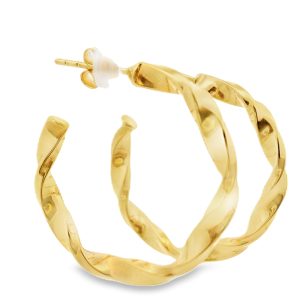 18K Gold Twist Hoop Earrings GE033