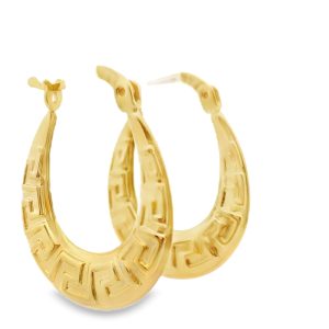 18K Gold Hoop Meander Earrings GE033