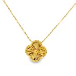 Four-Leaf Guilloché Clover Lucky Charm 18K Necklace GP036