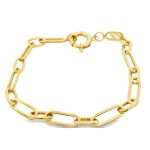 18K Yellow Gold Paperclip Link Bracelet GB047