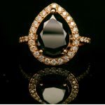 Exquisite Pear Black Diamond Halo Ring in 18K Rose Gold