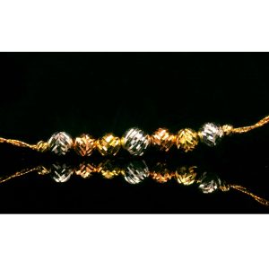 18K Tri-Color Gold Beaded Necklace GP038