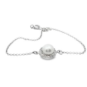 silver bracelet with pearl