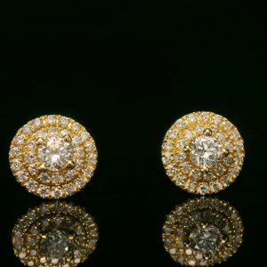 18K Gold Diamond Stud Earrings GED015Y