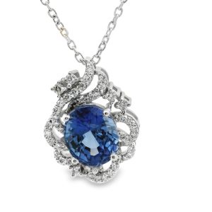 18K Gold Diamond Sapphire Necklace GPD027