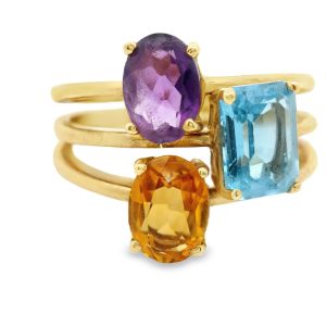 18K Gold Multi-Gemstone Ring GR0111