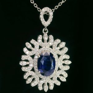 18K Gold Diamond Sapphire Necklace GPD028