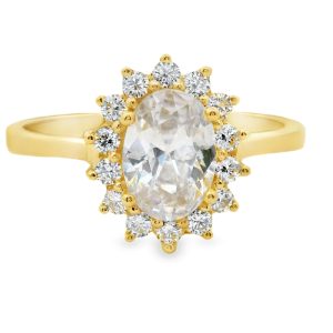 9K Gold Cubic Zircons Engagement Ring GR030