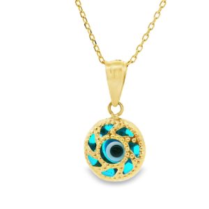 9K Gold Evil-Eye Charm Necklace GP046
