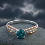 18K Gold Blue Diamond Engagement Ring GRS113