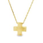 9K Gold Cross Necklace - Minimalist Dainty Plain Pendant GP052Y