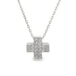 Elegant Cross Pendant with Cubic Zirconia - 9K Gold Necklace GP053