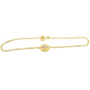 Diamond Cross Station Bracelet in18K Yellow Gold GBD002