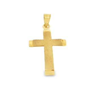 18K Yellow Gold Brushed Finish Satin Cross Pendant GC029