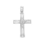 Modern Inlay Design 18K Gold Cross Pendant GC049