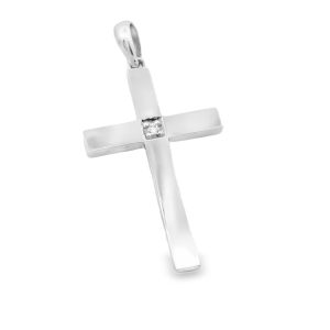Elegant 18K Gold Cross Pendant with Diamond Accent GCD024