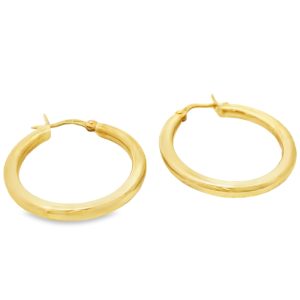 Classic Polished 9K Yellow Gold Medium Hoop Earrings GE093