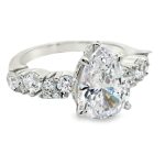 Argento Luxe: Dazzling 3 Carat Pear CZ Solitaire Ring SR003