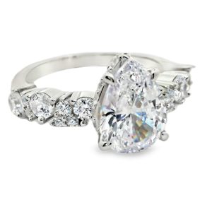 Argento Luxe: Dazzling 3 Carat Pear CZ Solitaire Ring SR003