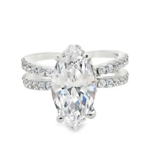 Argento Luxe: Luxurious 3 Carat Marquise CZ Solitaire Ring SR008