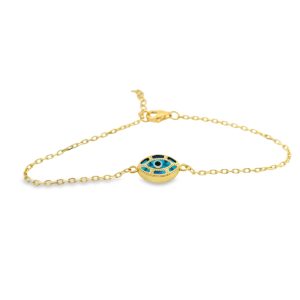 Double Face Evil Eye Bracelet in 9K Yellow Gold GB079