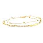 18K Gold Double-Layer Mixed Chain Bracelet with Beads GB087