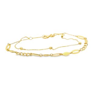 18K Gold Double-Layer Mixed Chain Bracelet with Beads GB087