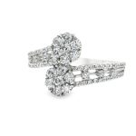 Luxurious 9K Gold CZ Cluster Bypass Ring | Diamond Look GR075