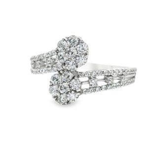 Luxurious 9K Gold CZ Cluster Bypass Ring | Diamond Look GR075