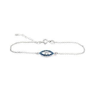 Evil Eye Bracelet with Blue CZ | 925 Sterling Silver SB022-1