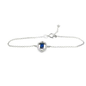 Chic Silver Hexagon Blue CZ Bracelet | 925 Sterling Silver SB025-1