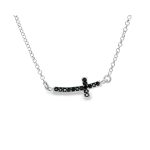 Dainty Black CZ Pave Cross Necklace | 925 Sterling Silver SN013