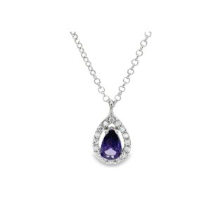 Pear Drop CZ Halo Necklace | 925 Sterling Silver SP026-3