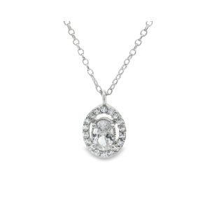 Oval Halo Necklace Brilliant CZ Stone | 925 Sterling Silver SP026-4