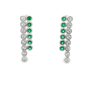 925 Sterling Silver Two-Row CZ Drop | Dangle Earrings SE030-1