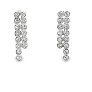 925 Sterling Silver Two-Row CZ Drop | Dangle Earrings SE030
