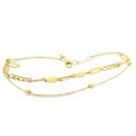 18K Gold Double-Layer Mixed Chain Bracelet with Beads GB088