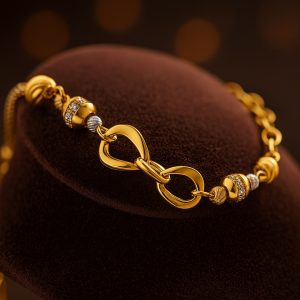18K Gold Interlocking Link Multi-Chain and Bead Bracelet GB089