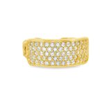 Gold Plated Silver CZ Pave Chain Detail Statement Ring SR014