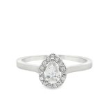 14K White Gold Pear Halo Diamond Engagement Ring GRS048