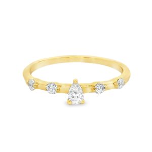 Pear & Round Diamond Five-Stone Band |14K Gold GRS054