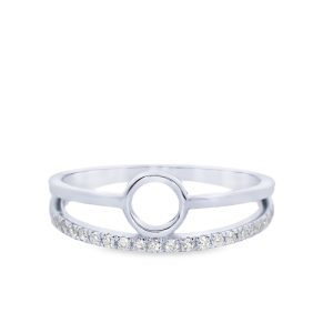 Modernist Double Band Ring with Diamond Pave | 14K GRD0521