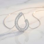 Radiant Swirl: Baguette & Pavé Diamond Necklace | 18K GPD042