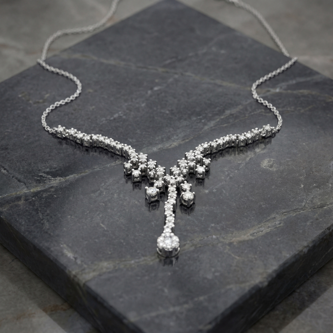 14K Gold Diamond Lariat Necklace | 1.15ct VS/F Y-Design