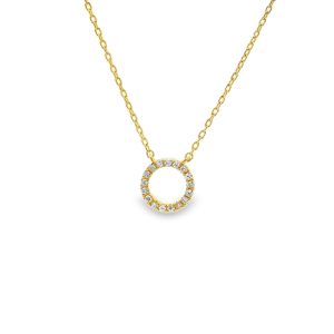 14K Gold Diamond Circle Pendant Necklace | GPD045-1