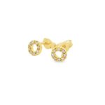 14K Gold Diamond Circle Stud Earrings | Dainty Style GED021-1