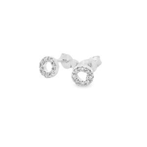 14K Gold Diamond Open Circle Stud Earrings | GED021